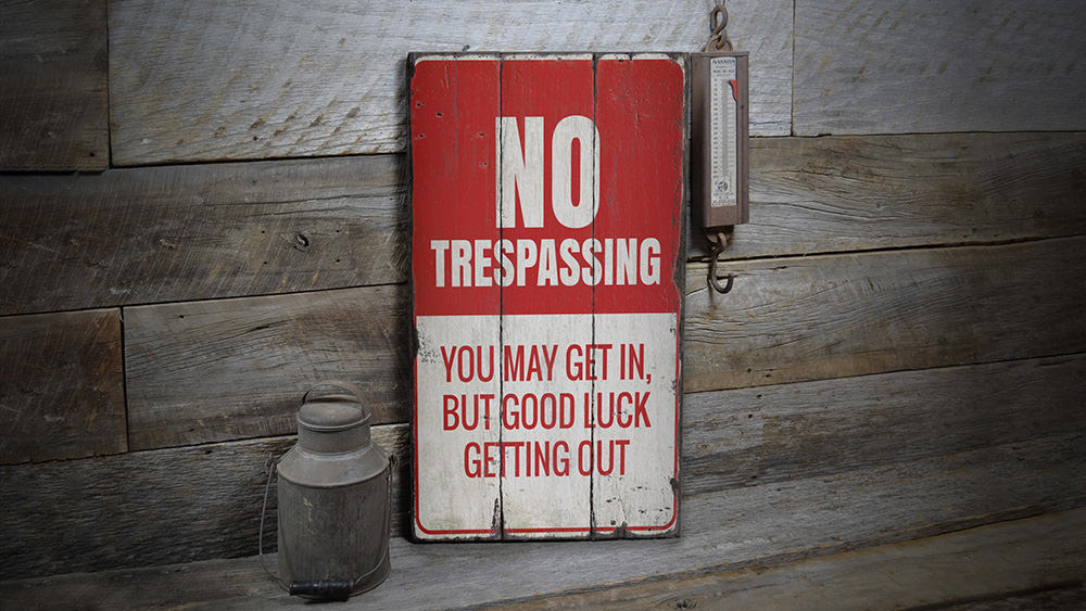 No Trespassing Rustic Wood Sign