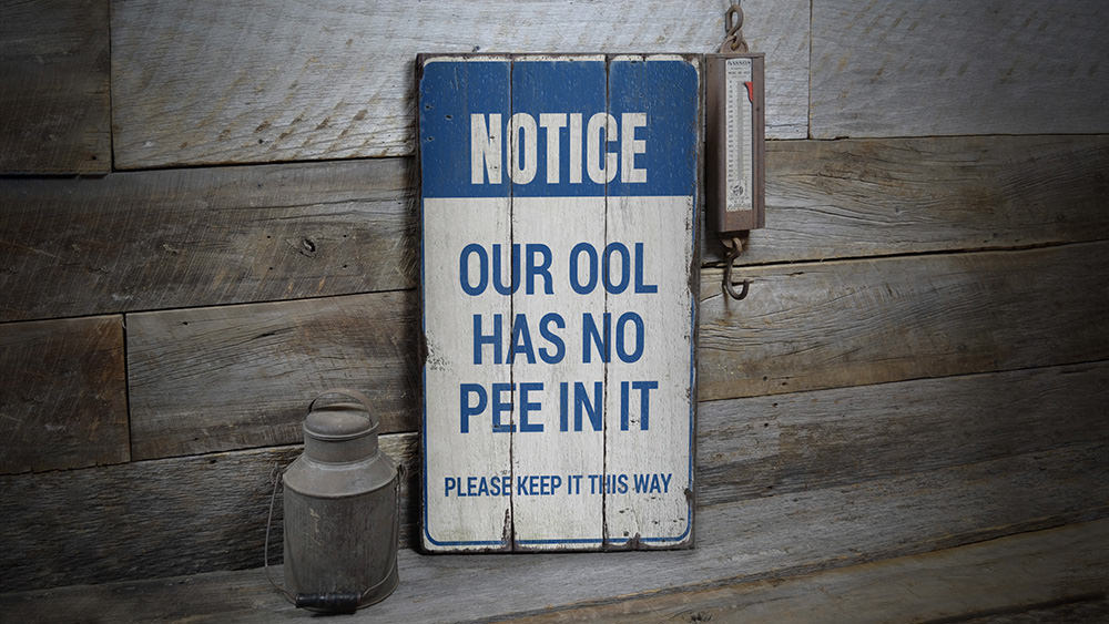 Witty Pool Rustic Wood Sign