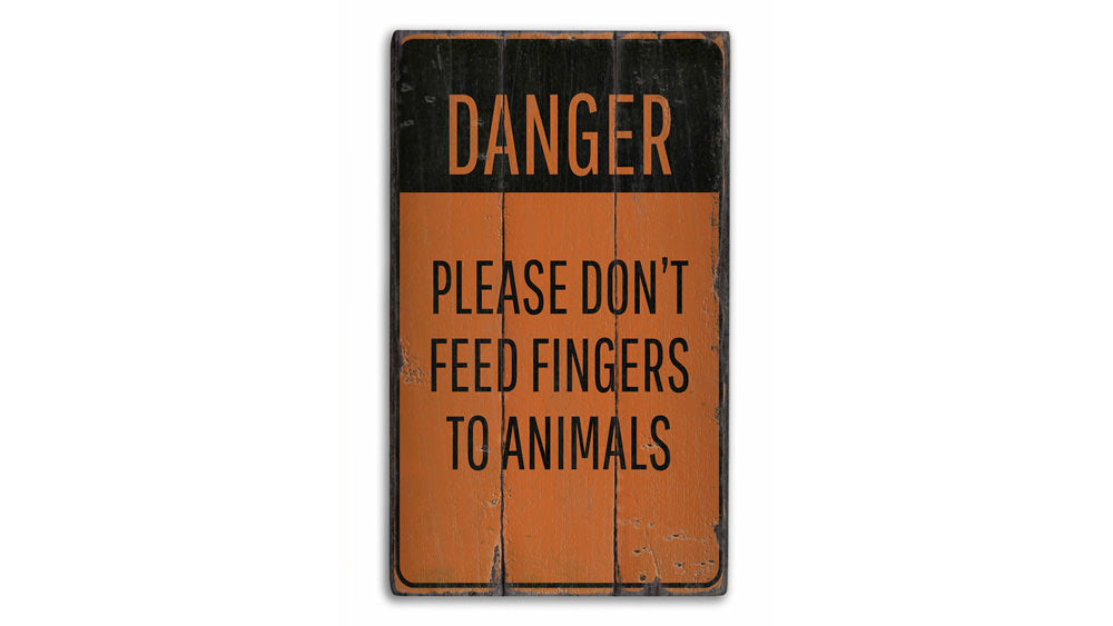 Animal Feeding Warning Vintage Wood Sign