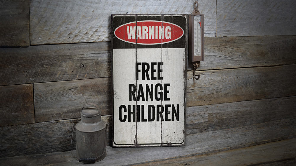 Free Range Children Rustic Wood Sign